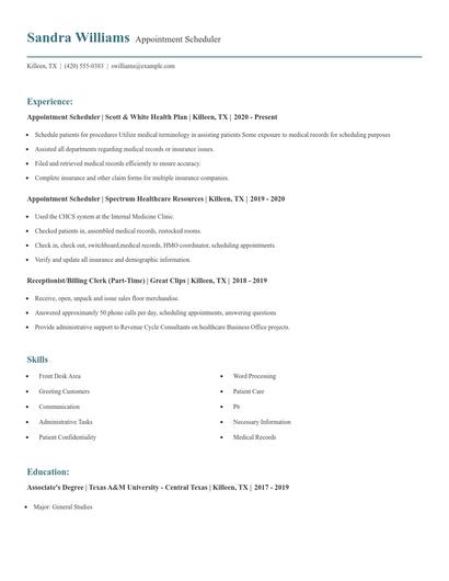 Appointment Scheduler Resume