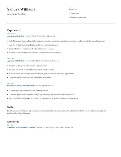 Appointment Scheduler Resume