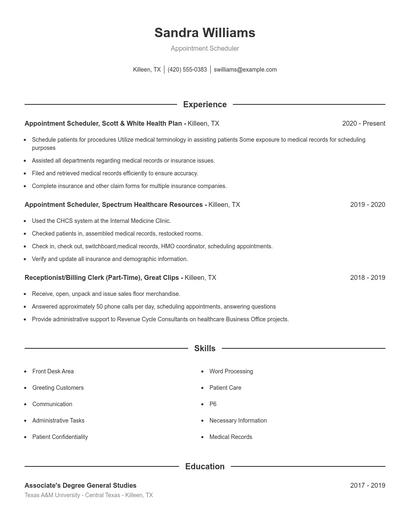 Appointment Scheduler Resume