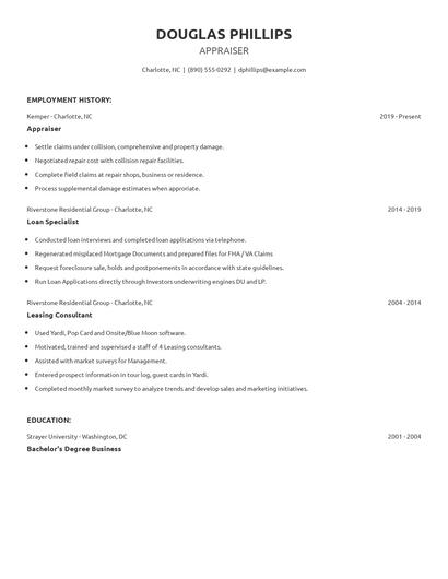 Appraiser Resume