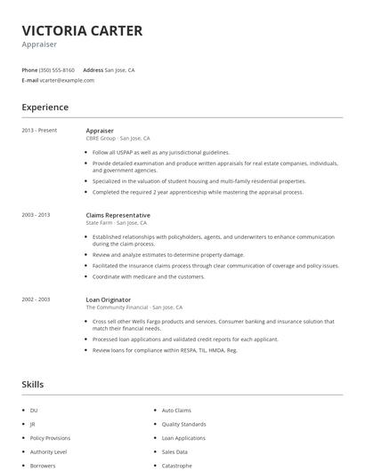 Appraiser Resume