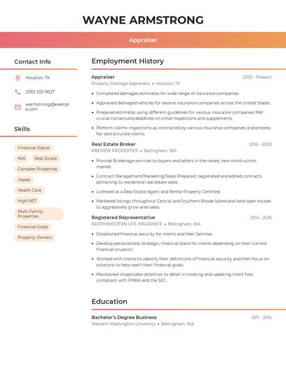 Appraiser Resume