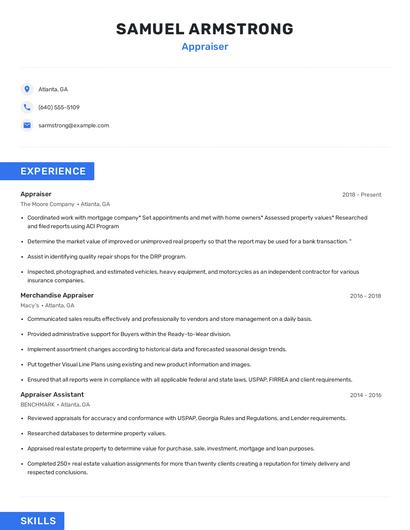 Appraiser Resume