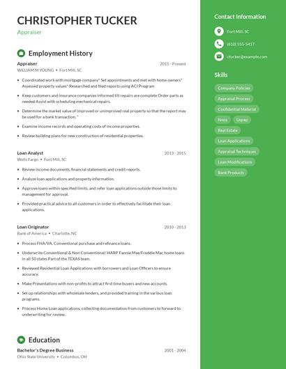 Appraiser Resume