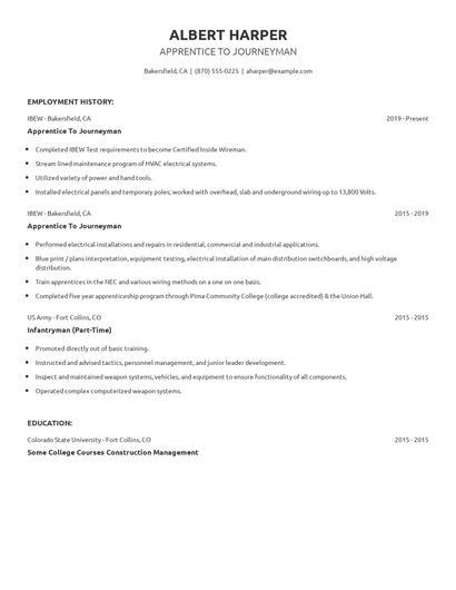 Apprentice To Journeyman Resume