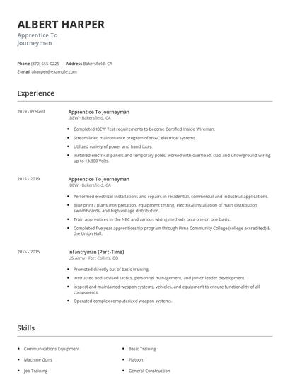Apprentice To Journeyman Resume