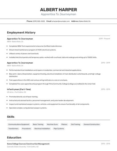 Apprentice To Journeyman Resume