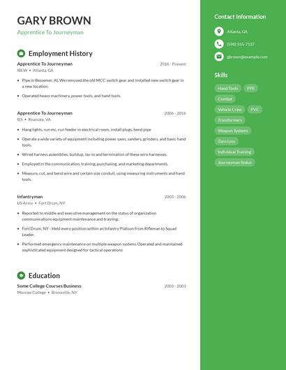 Apprentice To Journeyman Resume