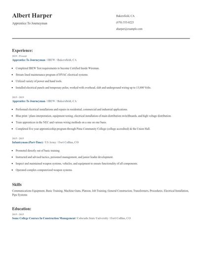Apprentice To Journeyman Resume