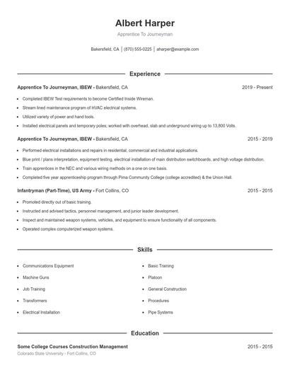 Apprentice To Journeyman Resume