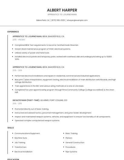 Apprentice To Journeyman Resume