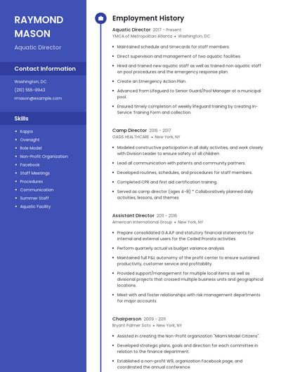 Aquatic Director Resume