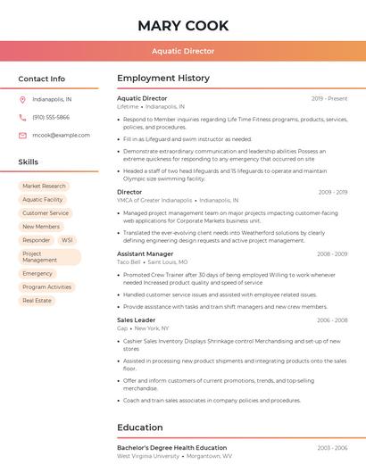 Aquatic Director Resume