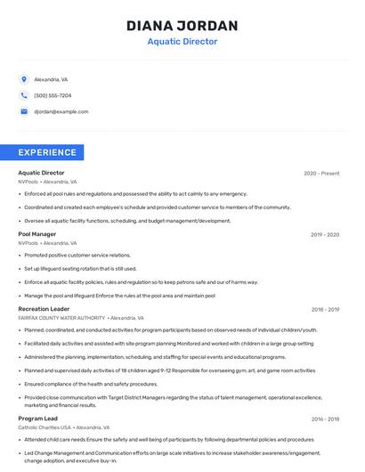 Aquatic Director Resume