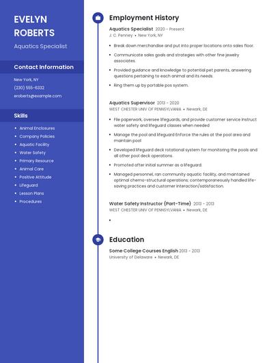 Aquatics Specialist Resume
