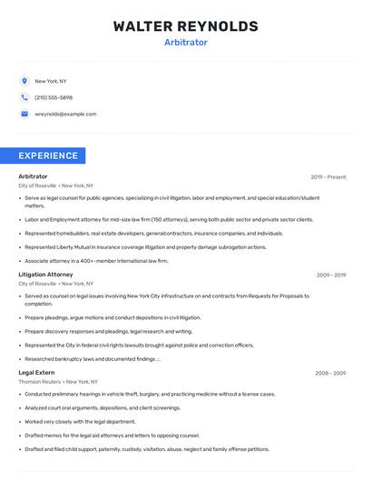 Arbitrator Resume