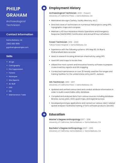 Archaeological Technician Resume