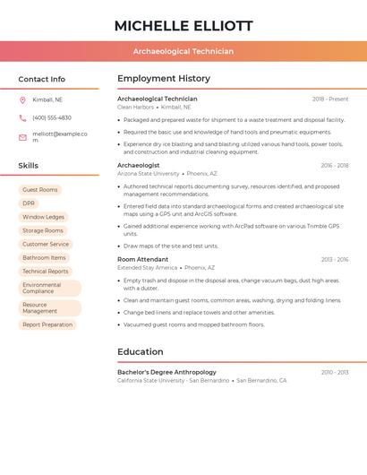 Archaeological Technician Resume