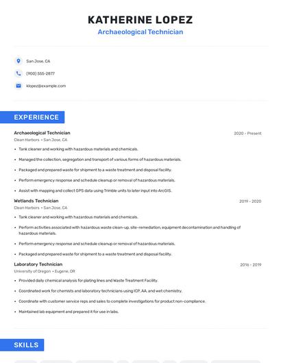 Archaeological Technician Resume