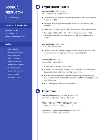 Archaeologist Resume