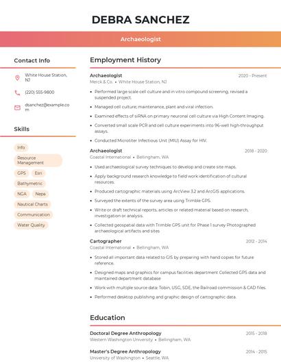 Archaeologist Resume