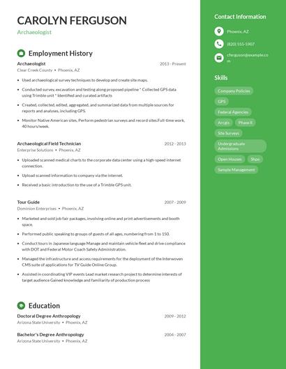 Archaeologist Resume