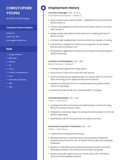 Architect Manager Resume