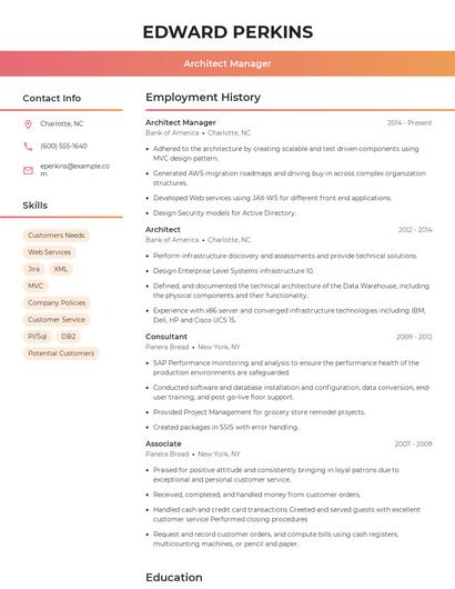 Architect Manager Resume