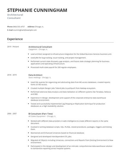 Architectural Consultant Resume