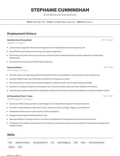 Architectural Consultant Resume