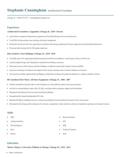 Architectural Consultant Resume
