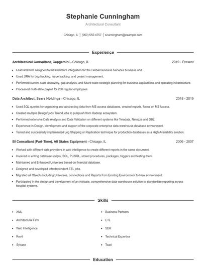 Architectural Consultant Resume
