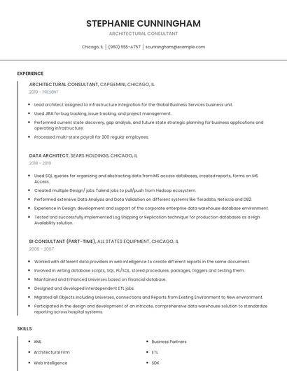Architectural Consultant Resume