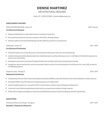 Architectural Designer Resume