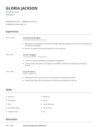 Architectural Designer Resume