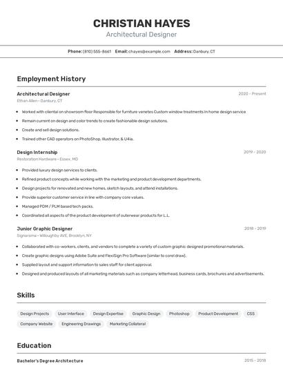 Architectural Designer Resume