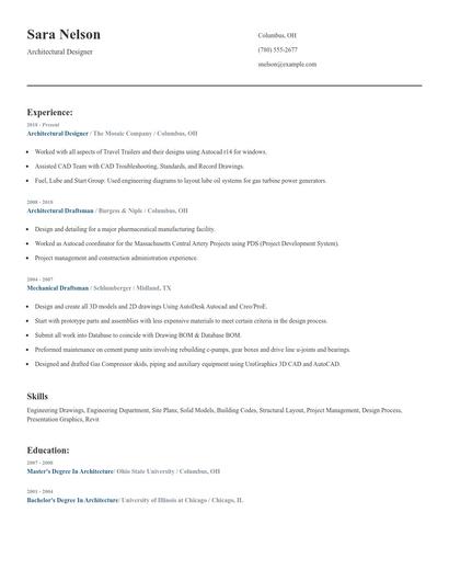 Architectural Designer Resume