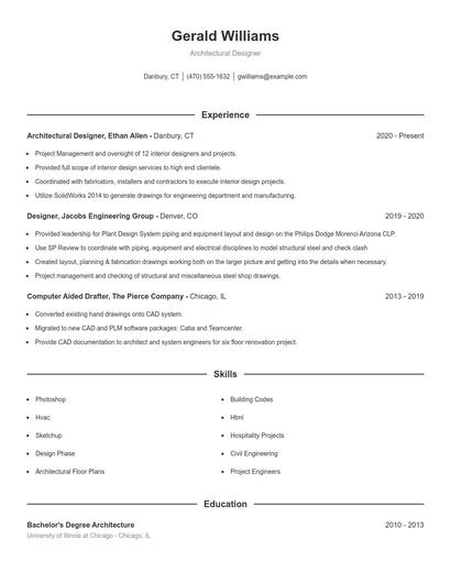 Architectural Designer Resume