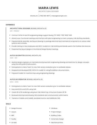 Architectural Designer Resume