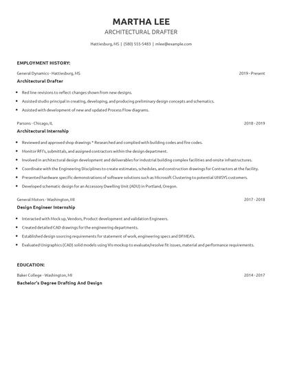 Architectural Drafter Resume