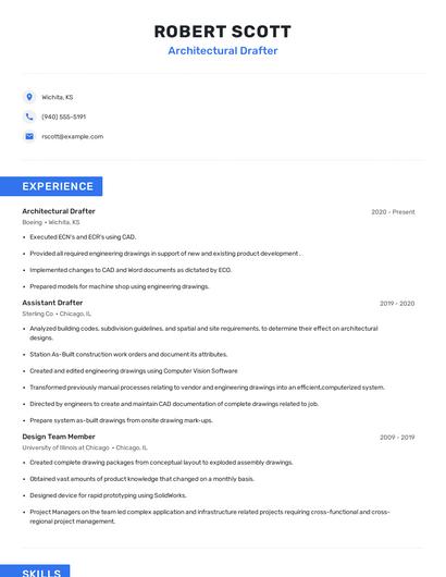 Architectural Drafter Resume