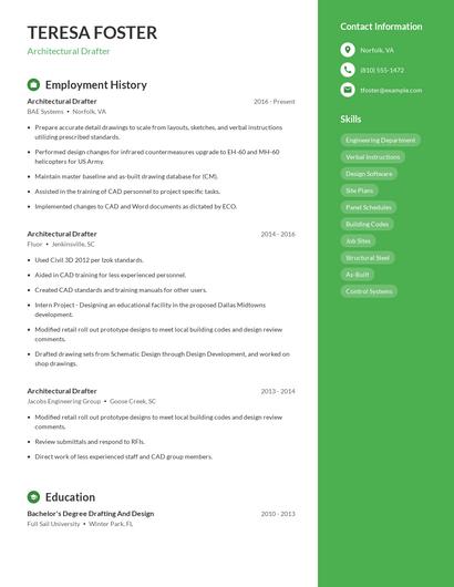 Architectural Drafter Resume