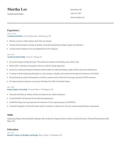 Architectural Drafter Resume