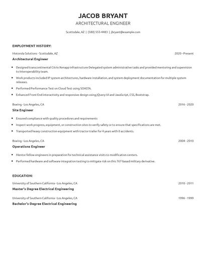 Architectural Engineer Resume
