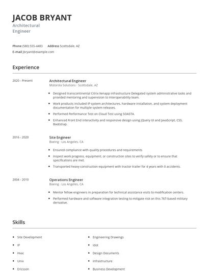 Architectural Engineer Resume