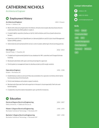 Architectural Engineer Resume