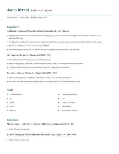 Architectural Engineer Resume