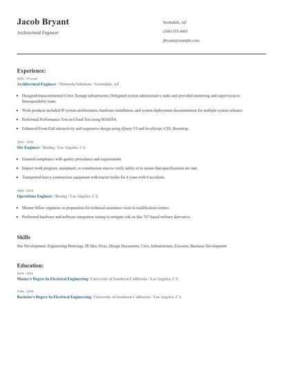 Architectural Engineer Resume