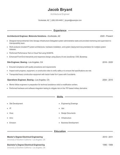Architectural Engineer Resume