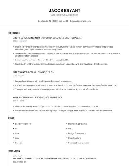 Architectural Engineer Resume